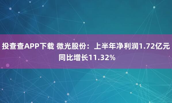 投查查APP下载 微光股份：上半年净利润1.72亿元 同比增长11.32%