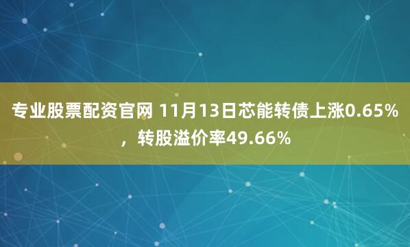 专业股票配资官网 11月13日芯能转债上涨0.65%，转股溢价率49.66%