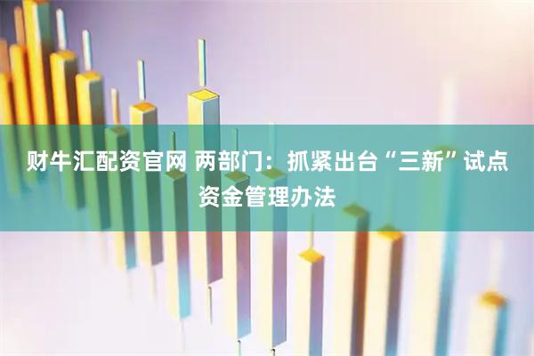财牛汇配资官网 两部门：抓紧出台“三新”试点资金管理办法